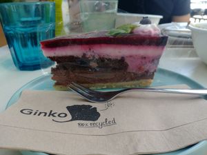 Bluberry-lime cake! Yummy!! at Ginko in Graz