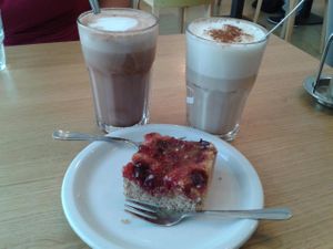 Yummy fruity cake :) at Mangolds in Graz