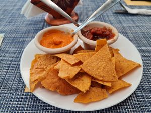 Chips and dip for free at Jardin La Reserva Restaurante in San Cristobal De Las Casas