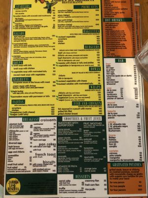 Menu  at Jardin La Reserva Restaurante in San Cristobal De Las Casas