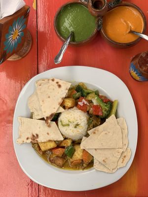 Yellow curry with tofu! Absolutely delicious! at Jardin La Reserva Restaurante in San Cristobal De Las Casas