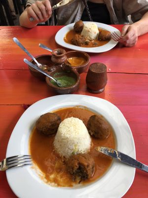 Plato del dia. Quinoaballs so delicious!! at Jardin La Reserva Restaurante in San Cristobal De Las Casas