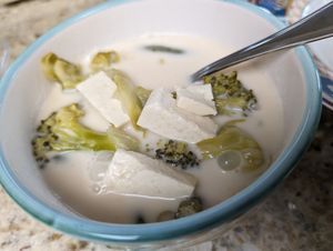 Lemongrass soup with tofu and veggies at Sweet Basil Thai Cuisine in Foster City