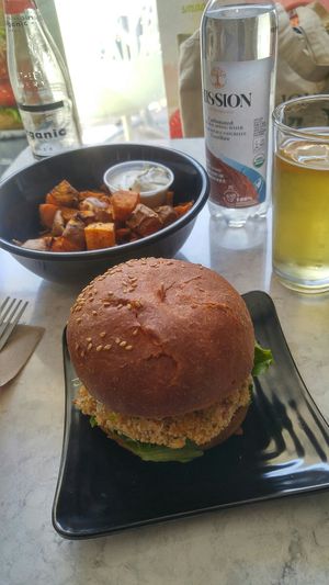 Crab cake burger... Limited time! Go get one!!! So Good! at Copper Branch in Waterloo