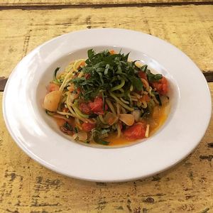 Vegan Zuchinni Pasta Pomodoro Special (regular Vegan Zuccado Pasta is available every day on usual menu) at Backbone Cafe in Sacramento