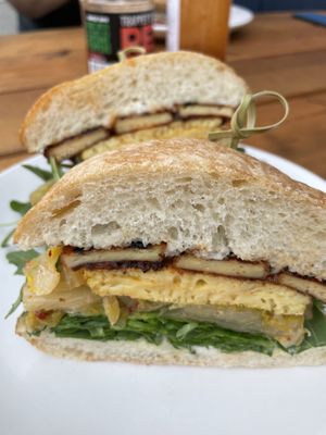 Vegan kimchi breakfast sandwich —good!  at Peloton Cafe in Seattle