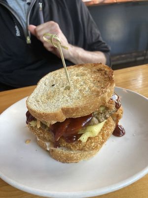Vegan hot mess sandwich  at Peloton Cafe in Seattle