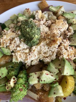 Vegan vegetable hash with tofu at Peloton Cafe in Seattle