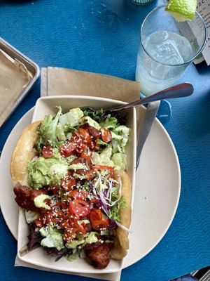 Taco salad with tempura cauliflower   at Bull Street Taco in Savannah