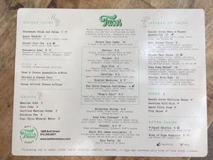 Menu at Bull Street Taco in Savannah