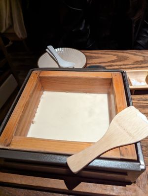 Made at your table inhouse tofu at Sorano in Tokyo