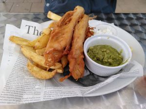 Banana blossom fish and chips at The Saltwater Inn in Porthcawl