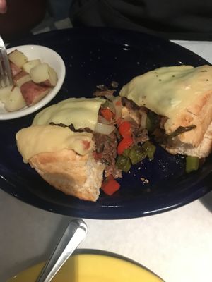 Unreal vegan cheesesteak, red potatoes   at Food For Thought in Williamsburg