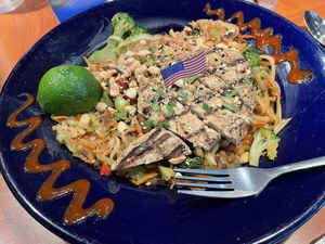 Thai One On with Gardein chicken—best thing on the menu imo  at Food For Thought in Williamsburg