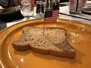 Vegan gluten free bread with vegan butter .  at Food For Thought in Williamsburg