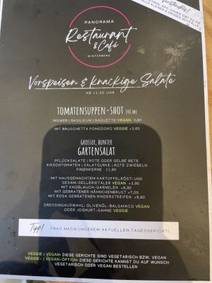 Menu   at Panorama in Winterberg