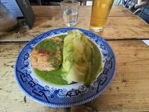 Pie & Mash with liquor at The Spread Eagle in East London