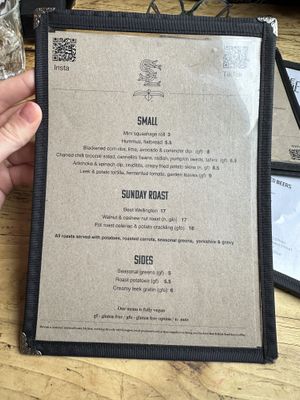 Sunday Menu  at The Spread Eagle in East London