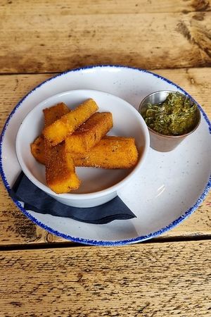 Polenta fries, rocket pesto at The Spread Eagle in East London