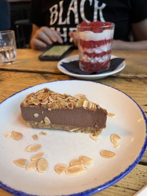 Chocolat torte and raspeberry cranachan  at The Spread Eagle in East London