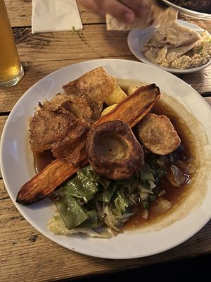 Slow Roast Celeriac & Crackling roast  at The Spread Eagle in East London