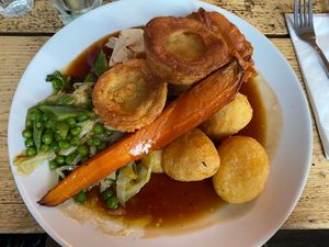Slow roast celeriac & crackling (it comes with just 1 Yorkshire) at The Spread Eagle in East London
