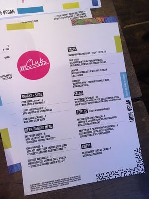 menu at The Spread Eagle in East London