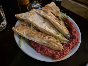 Houmous (beetroot) at The Spread Eagle in East London