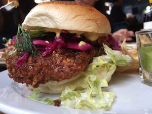 Mfc burger at The Spread Eagle in East London