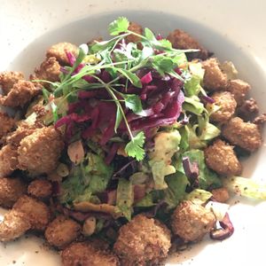 Popcorn chick’n salad - yum! at The Spread Eagle in East London