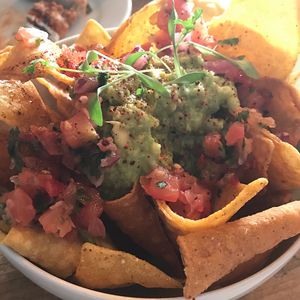 Nachos, with avocado and salsa. at The Spread Eagle in East London