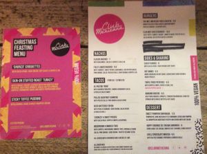 The Xmas Special and usual menus at The Spread Eagle in East London