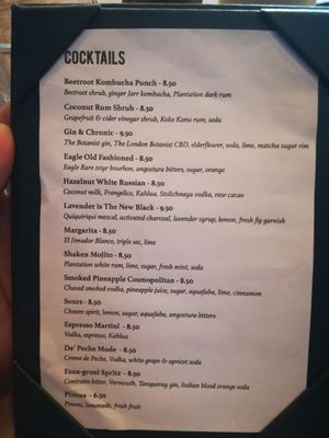 Cocktail menu 1 at The Spread Eagle in East London