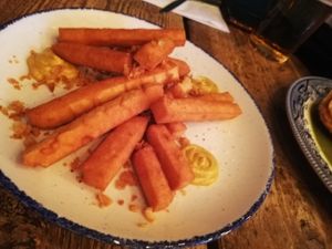 Chickpea fries, curry mayo at The Spread Eagle in East London