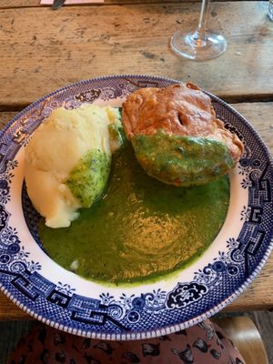 Pie and mash with liquor at The Spread Eagle in East London