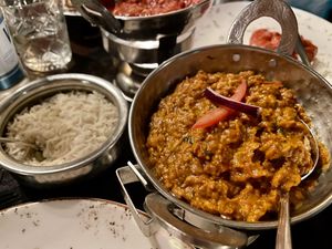Baingan bharta (aubergine curry dish)  at Shalimar in Bruges