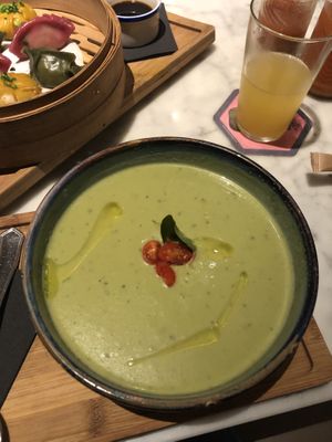 Green gazpacho at Flax & Kale - Sant Pere Mes in Barcelona