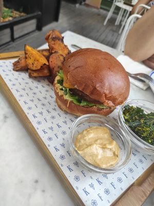 Veggie Burger at Flax & Kale - Sant Pere Mes in Barcelona