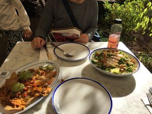 Nachos and Caesar salad  at Flax & Kale - Sant Pere Mes in Barcelona