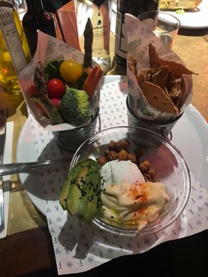 Coconut savoury yogurt   at Flax & Kale - Sant Pere Mes in Barcelona