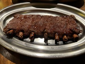 Vegan BBQ Rips - incredible   at Flax & Kale - Sant Pere Mes in Barcelona