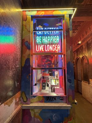 As you head back toward the street  at Flax & Kale - Sant Pere Mes in Barcelona