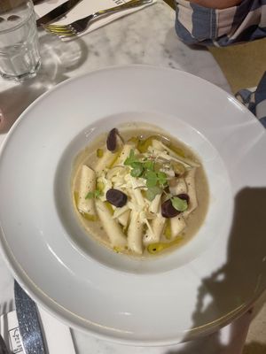 Cacio e Pepe. Vegan cheese and sauce   at Flax & Kale - Sant Pere Mes in Barcelona