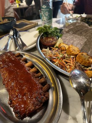 BBQ ribs with tacos  at Flax & Kale - Sant Pere Mes in Barcelona
