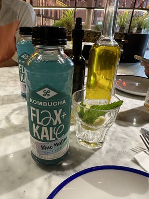 Blue mojito kombuchaa  at Flax & Kale - Sant Pere Mes in Barcelona