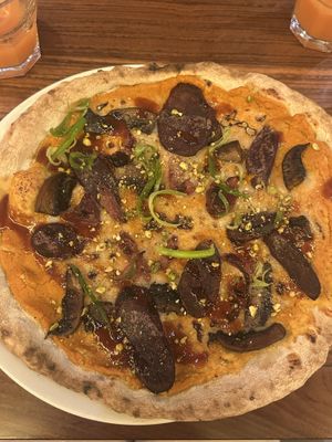 Pumpkin base pizzaa  at Flax & Kale - Sant Pere Mes in Barcelona
