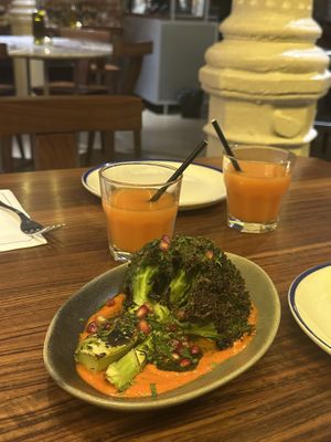 Broccoli in romesco sauce  at Flax & Kale - Sant Pere Mes in Barcelona