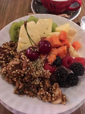 Coconut parfait for breakfast at Flax & Kale - Sant Pere Mes in Barcelona