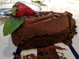 Chocolate layered cake - very delicious at Flax & Kale - Sant Pere Mes in Barcelona