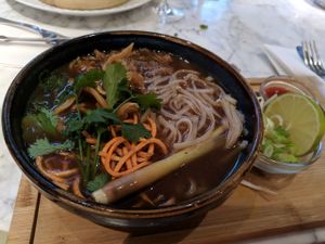superfood's pho soup - a bit spicy at Flax & Kale - Sant Pere Mes in Barcelona